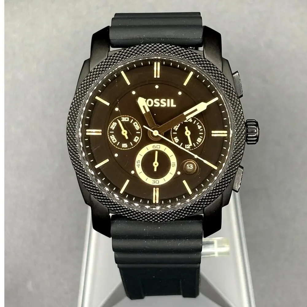 Fossil FS4656 Machine Chronograph Black Silicone Men’s Watch 42mm